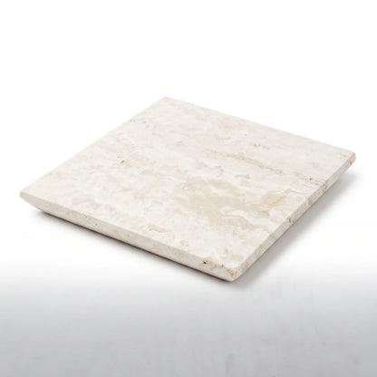 Travertine Stone Tray / Coaster – 17 x 17 x 2 cm | Square Cream Stone Design