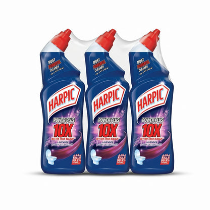 Harpic Power Plus 10X Lavender Toilet Bowl Cleaner – 3-Piece Pack | Powerful Bathroom Cleaning Formula