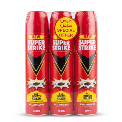 SUPER STRIKE Aerosol Insect Killer 400ML – 3 Pieces | All Insects Killer | Instant-Kill Label Claim