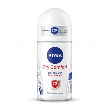 NIVEA Dry Comfort Antiperspirant Roll-On 50 ml – White Roll-On Deodorant for Daily Use