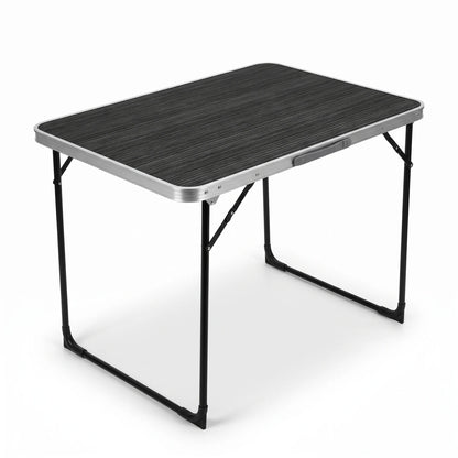 Alluminium Alloy Portable Folding Camping and Picnic Table – 80 x 60 x 70cm | Black and White Lining Texture Top