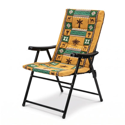 Jiham Portable Folding Leisure Camping Chair – 92 x 59 x 70 cm | Traditional Sadu-Style Camel and Palm Pattern | Armchair with Armrests