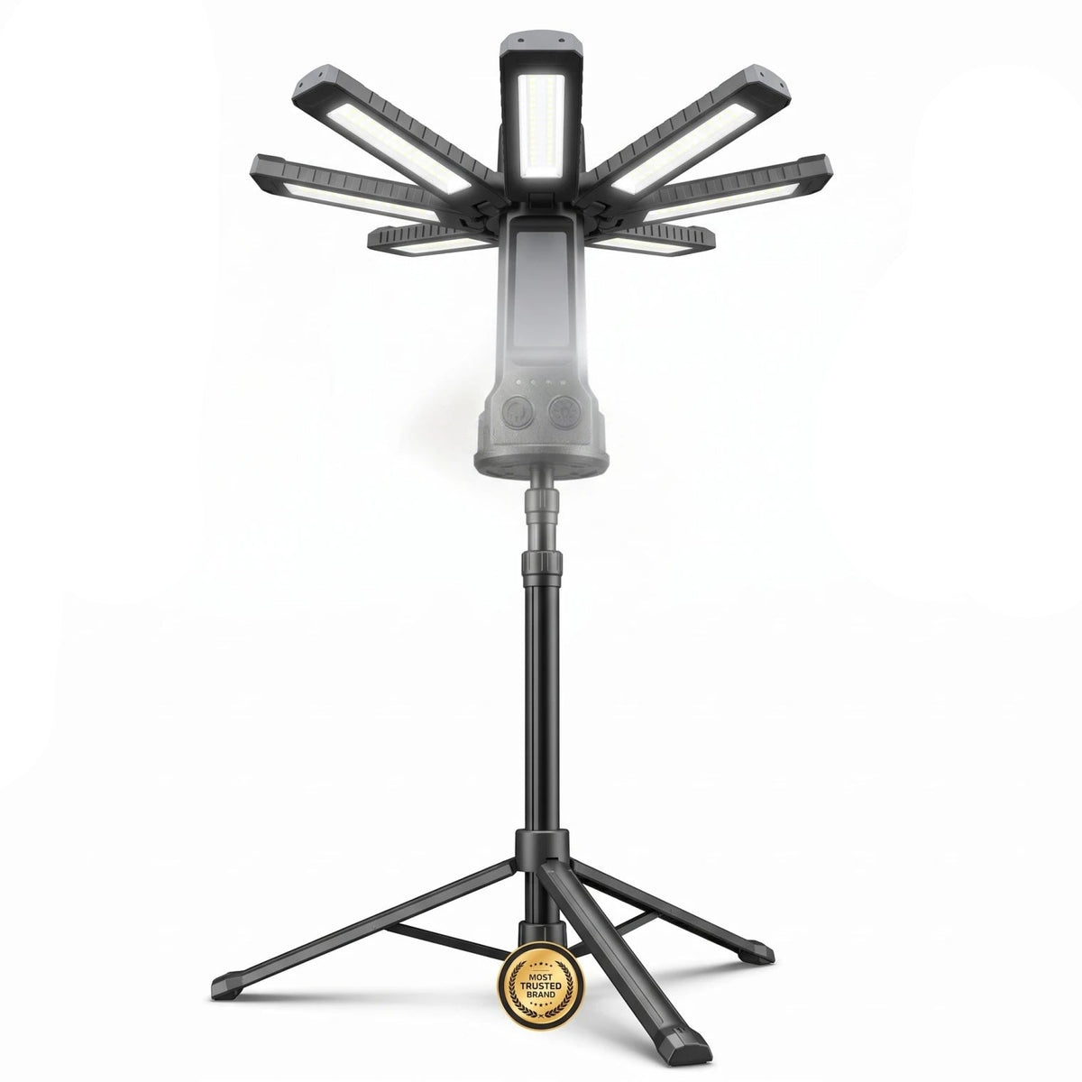 HU Tour Super Bright Work Light – Folding LED Tower Light with Adjustable Panels, 270°/90° Rotation and Telescoping Pole