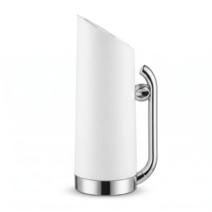 MAHRA White vaccum flask with Steel Handle and Base – 0.8 Liter | Leak Proof | Keeps Drinks Hot 12 Hours, Cold 24 Hours