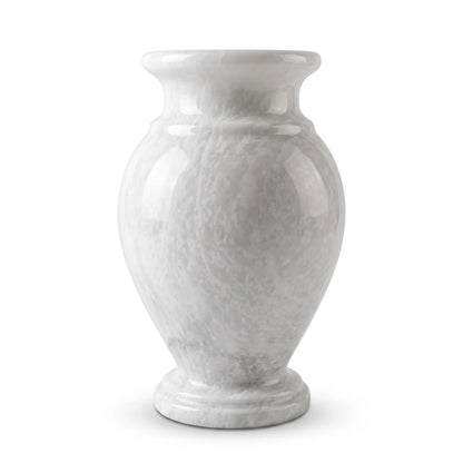 Marble flower Vase – 19 x 12 x 12 cm | White Decorative Vase with Rounded Body and Flared Rim