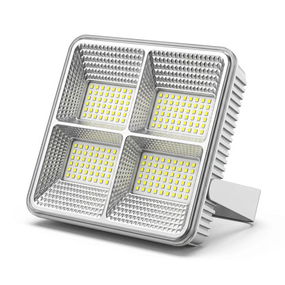 XKJ Solar camping light (XK-T07) – LED Floodlight, Silver and White, Textured Lens, 15 x 14 x 16 cm for Camping