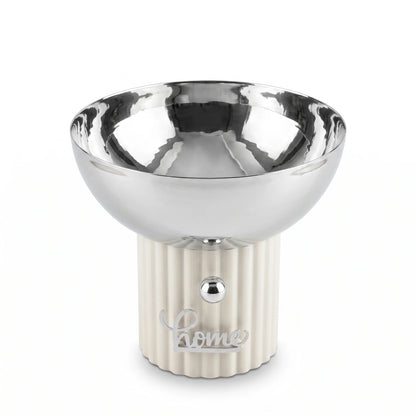Silver Metal Decorative Bowl with Fluted Ribbed Base – 18 x 20 x 20 cm | Decorative Fruit Display Bowl