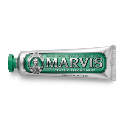 MARVIS Classic Strong Mint Toothpaste 85 ml – Green and Silver Pack | Multilingual Label | Single Tube