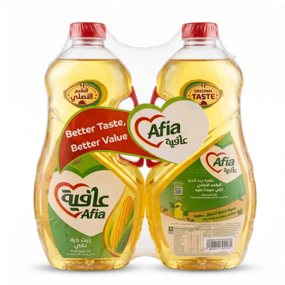 Afa Pure Corn Oil Original Taste – 2 x 1.5 L Bottles | 100% Corn Oil with Vitamins A, D & E | Saudi Made Cooking Oil