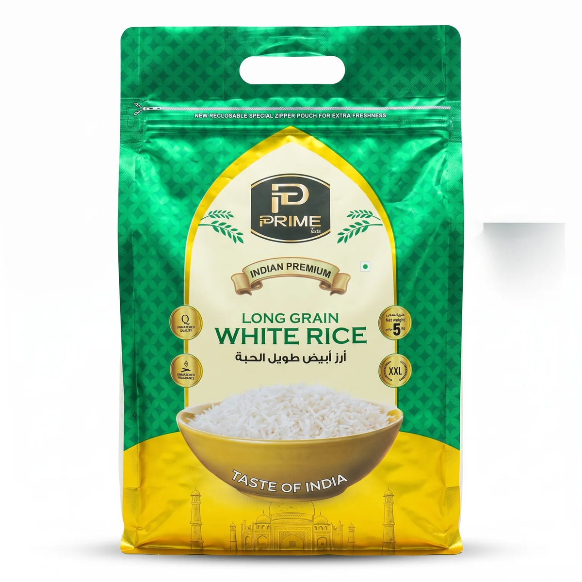 TP PRIME LONG GRAIN WHITE RICE XXL 5 KG – Indian Premium Rice with Fragrance, Taste of India & Reclosable Zipper Pouch