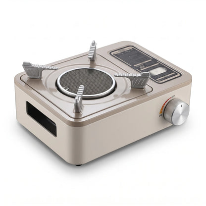 Infrared Gas Stove (LJ-109) – Single-Burner Portable Cooker with Circular Burner, Four Pot Supports, ON/OFF Control Knob, Beige Body