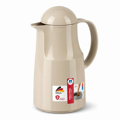Markutec Vacuum Flask 1 Liter Beige – Leak-Proof Plastic Body for Tea and Coffee, Keeps Drinks Hot or Cold