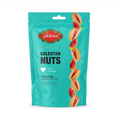Golestan GOLESTAN NUTS Pistachios Roasted with Salt | Keto Friendly Resealable Pouch | Salted Roasted Pistachio Nuts