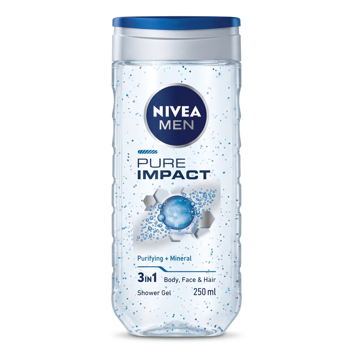 NIVEA Body and Hair Wash 250 ml – Purifying Particles | pH Skin Neutral | Dermatologically Approved Shower Cleanser