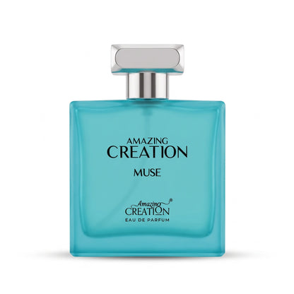 Amazing Creation MUSE Eau de Parfum – Turquoise Rectangular Bottle with Silver-Coloured Cap