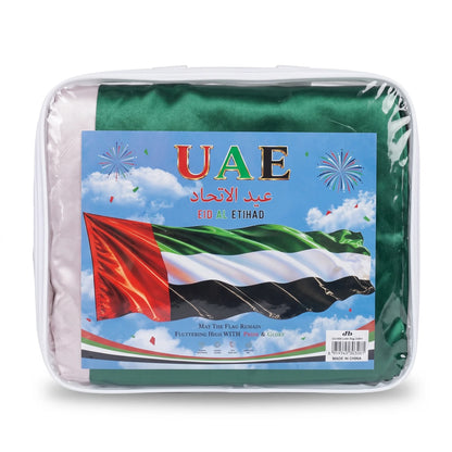 EID AL ETIHAD UAE Flag UU-900 – 2x8m Large Satin Flag | Vibrant Red, Green, White and Black Design