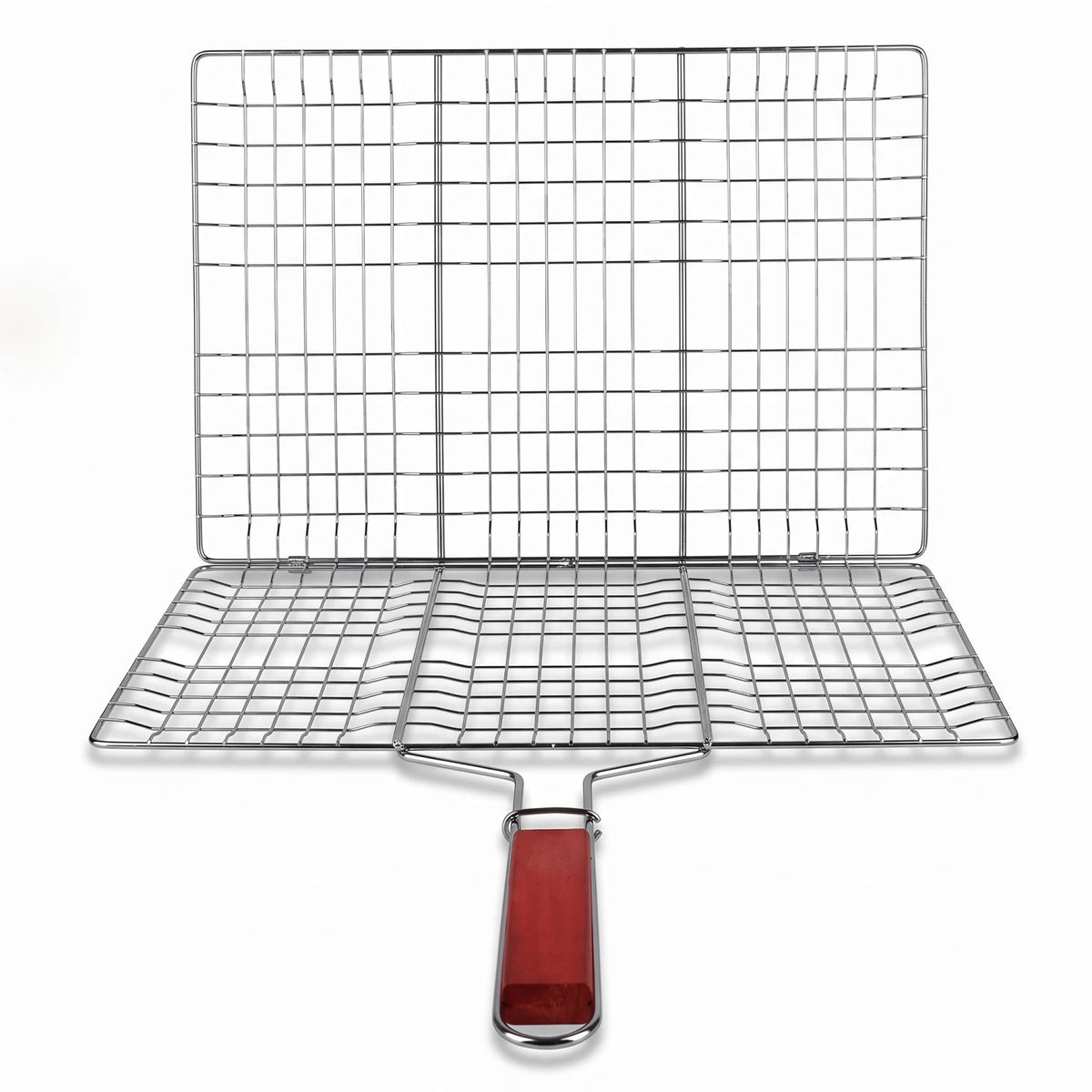 Waqd burning flame Barbecue Grill Foldable with Handle – 40 x 60 cm Silver Metal Wire Grill Basket