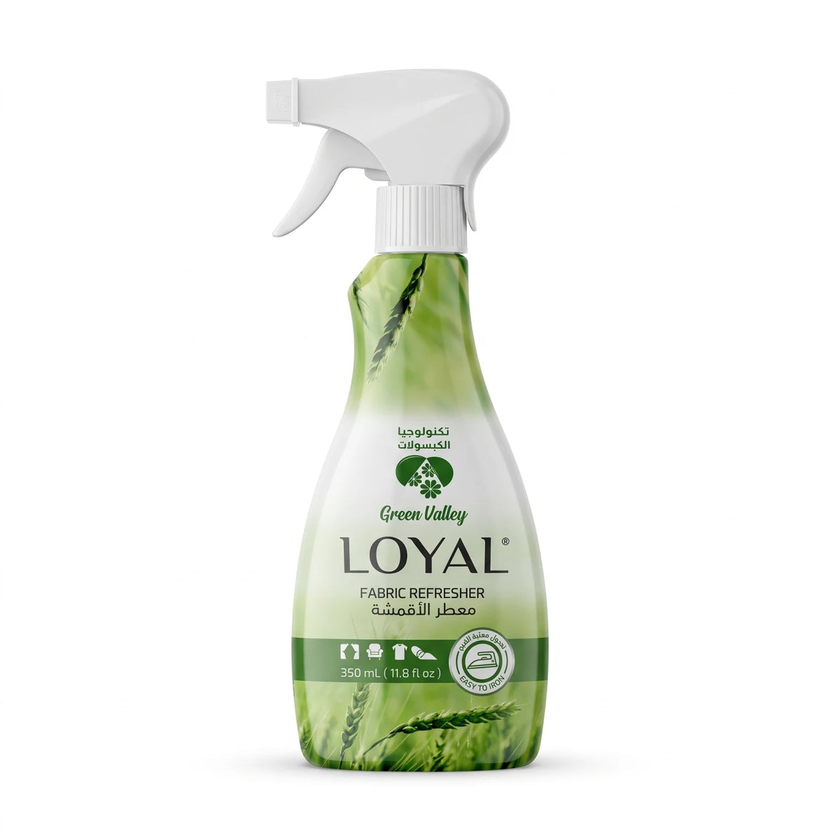LOYAL Green Valley Fabric Refresher – 350 mL Spray Bottle | Easy to Iron | Capsule Technology