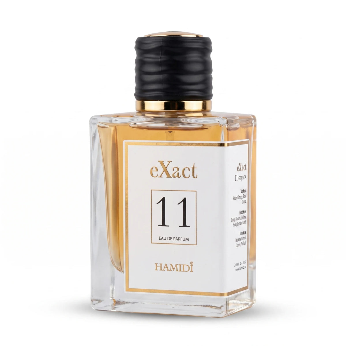 HAMIDI eXact Eau de Parfum 100 ML – Amber-Colored Fragrance | Rectangular Bottle | Black Ribbed Cap