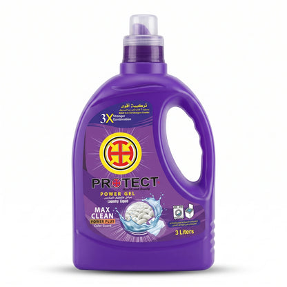 Protect Laundry Liquid Power Gel Max Clean 3 Liters – Power Plus Color Guard | Automatic & Regular Washing Machines