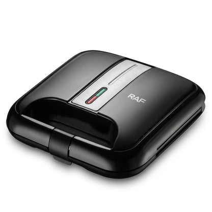 RAF Sandwich Maker R.596 – 850W Electric Black & Silver Appliance | Non-Stick Coating | Double-Sided Heating | Uniform Heat | Easy-Clean Design