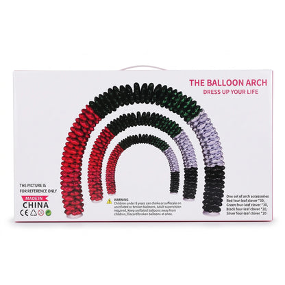 THE BALLOON ARCH Kit – UAE Flag Colors | 100 Four-Leaf Clover Balloons in Red, Green, Black and Silver | Party Decoration Set