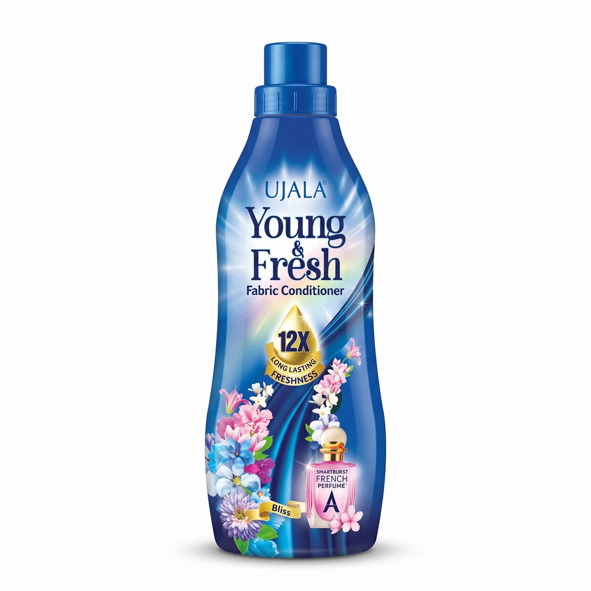 UJALA Young & Fresh Fabric Conditioner 900 ML – Bliss Smartburst French Perfume, Blue Bottle, 12X Long Lasting Freshness