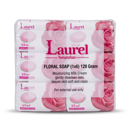 Laurel Temptation Beauty Body Floral Bar Soap 120g, Pack of 6 | Moisturizing Milk Cream