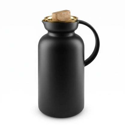Eva Solo Black Silhouette Vacuum with Brass Pouring Lip – 1.0 Litre | Leak Proof, Keeps Drinks Hot or Cold