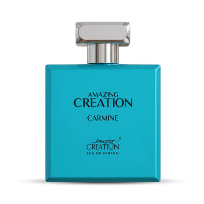 Amazino AMAZING CREATION CARMINE 100 ML Eau de Parfum – Turquoise Blue Bottle with Metallic Silver Cap