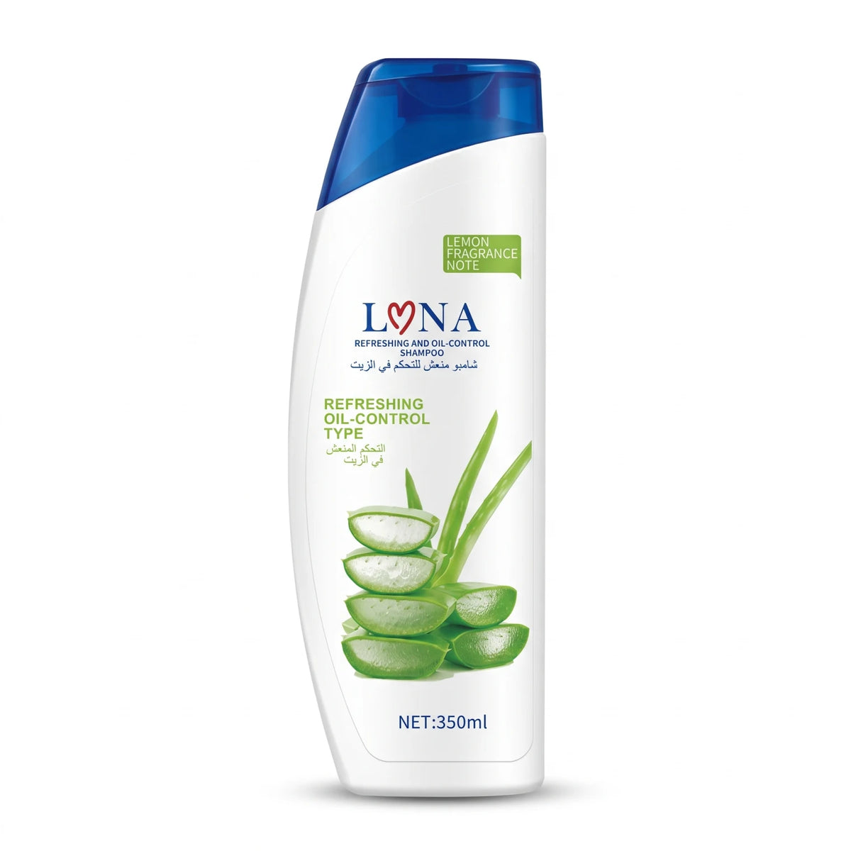 LONA Refreshing and Oil-Control Shampoo 350ml – Lemon Fragrance, White Bottle with Blue Cap