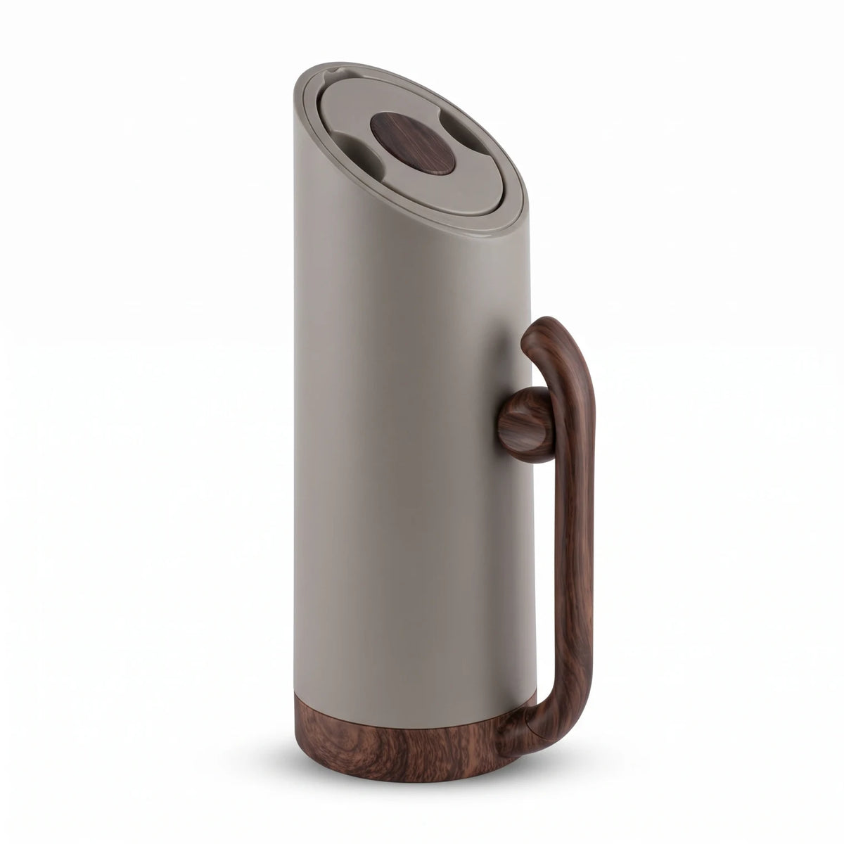 MAHRA Modern Grey vaccum flask – 0.8L | Wood Grain Handle and Base | Leak-Proof Tea and Coffee Flask