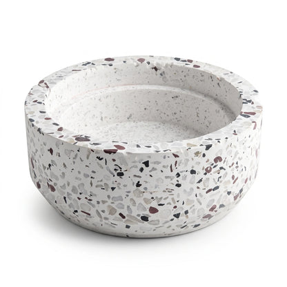 Stone Serving Bowl – 16 CM Wide, 6 Cm High | Round Shallow White Speckled Decorative Table Bowl