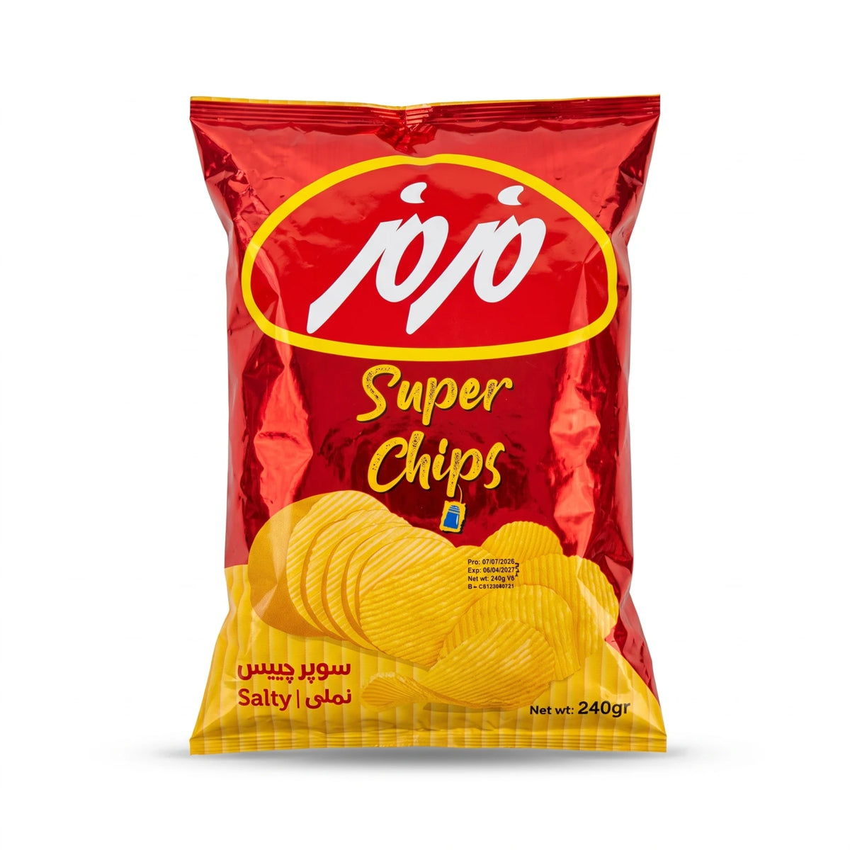 Chipsy Super Chips Salty Potato Chips 240gr – Ridged Potato Snack in Red and Yellow Packaging