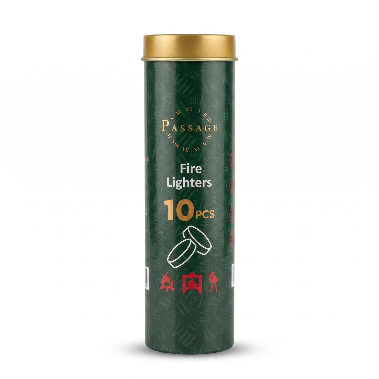 PASSAGE Fire Lighters – 10 Pieces | Cylindrical Pack for Fire Lighting