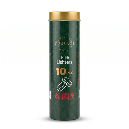 PASSAGE Fire Lighters – 10 Pieces | Cylindrical Pack for Fire Lighting