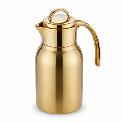 Helios Premium Gold-Finish Stainless Steel Vacuum Flask 1.0 Liter – Leak Proof | Keeps Tea & Coffee Hot 12 Hours, Cold 24 Hours