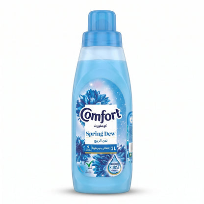 Comfort Fabric Softener Spring Dew 1 Liter – Freshness Burst Technology for Laundry Care, Up to 9 Washes