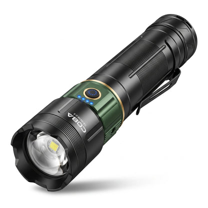 COBA Aluminium Alloy strong light flashlight (CB-G638-2-5) – 22 cm Pocket Flashlight, Textured Grip, Control Button and Pocket Clip