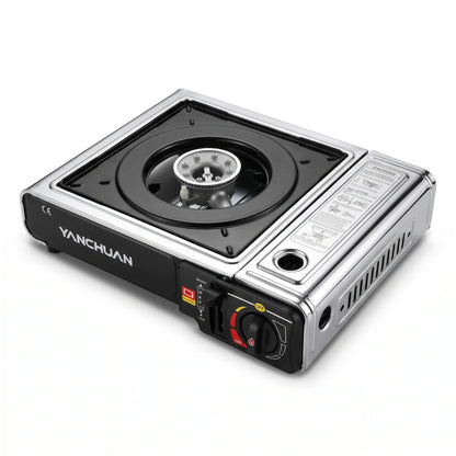 YANCHUAN Portable Gas Stove BDZ-155-A – High Heat Output, Single-Burner Black Cooktop with Rotary Control
