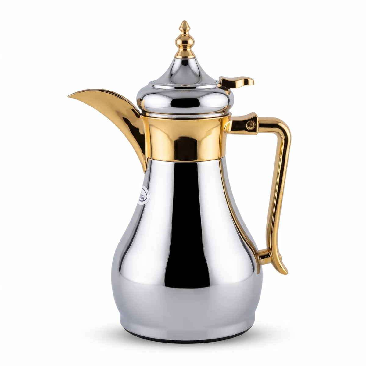 Ansa Traditional Arabic Stainless Steel Vacuum Flask – 0.35 or 0.6 Liters | Pink Glass Interior | Leak Proof Tea and Coffee Server - Silver - Gold / 0.35 Liters - Image 1