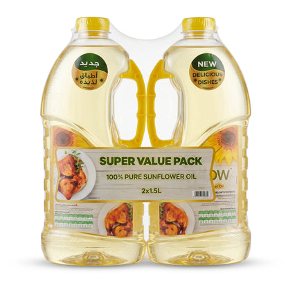 Sunflow 100% Pure Sunflower Oil – 2 x 1.5L Bottles | Refined Cooking Oil Multipack for Everyday Home Cooking and Meal Preparation