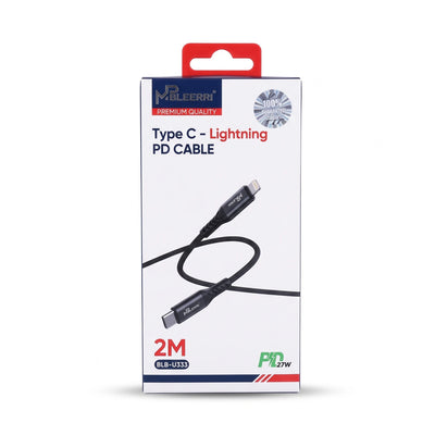 MBLERRI Type C - Lightning PD CABLE BLB-U333 – 2M Black Braided USB-C to Lightning Charging and Data Cable, 27W Power Delivery