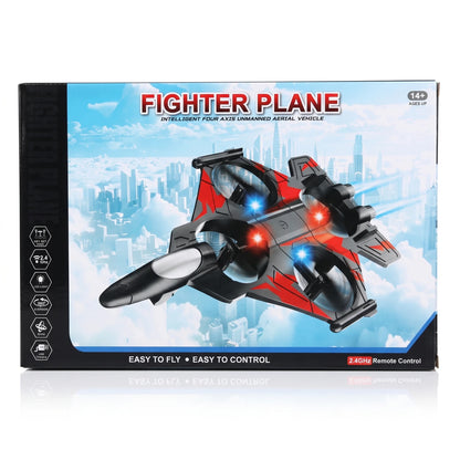 FIGHTER PLANE Remote-Controlled Toy Fighter Plane – 2.4GHz Four-Axis Aircraft with LED Light, Gyro, 360° Eversion and USB Charging