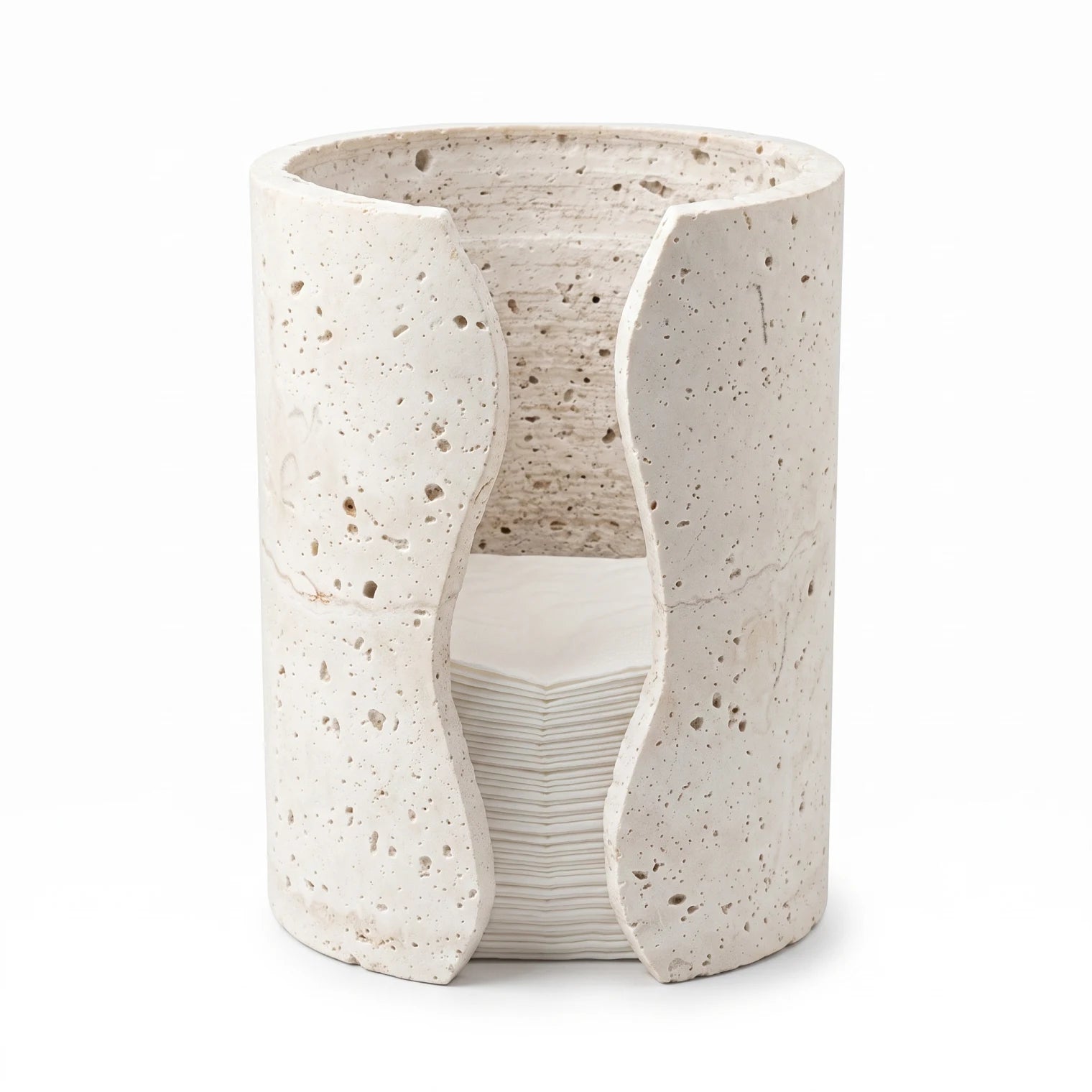 Natural Travertine Stone Tissue Tube – 19cm x 14cm x 14cm | Stone Tissue Holder for Home and Office