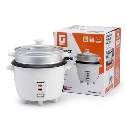 GEEPAS MULTIFUNCTION RICE COOKER GRC4325H – 1L White Rice Cooker with Non-Stick Inner Pot, Cook Function, Keep Warm and Smart Technology