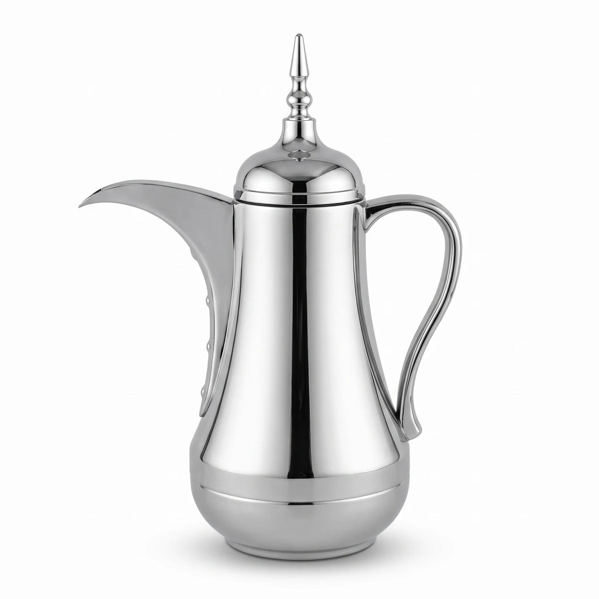 Ansa Stainless Steel Arabic Vaccum Flask – 0.65 Litre | Pink Glass Interior | Leak Proof Tea & Coffee Serving Flask - Plain Silver - Image 1