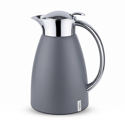 Helios Premium Stainless Steel Grey Vacuum Flask 1.0 Liters – German-Made, Leak Proof, Keeps Drinks Hot 12 Hours and Cold 24 Hours