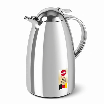 Emsa Auberge Chrome Flask 2.0 Liters – Premium Plastic Tea and Coffee Flask | Leak-Proof, Keeps Drinks Hot or Cold