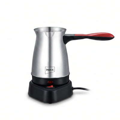 Impex Turkish Coffee Maker TCM 1001 – 600W Stainless Steel Body with Foldable Red Handle